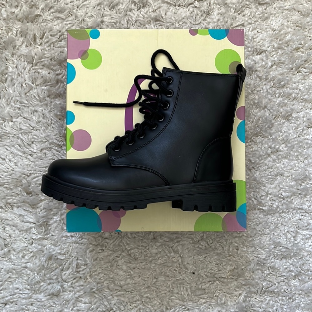 Black faux combat boots
